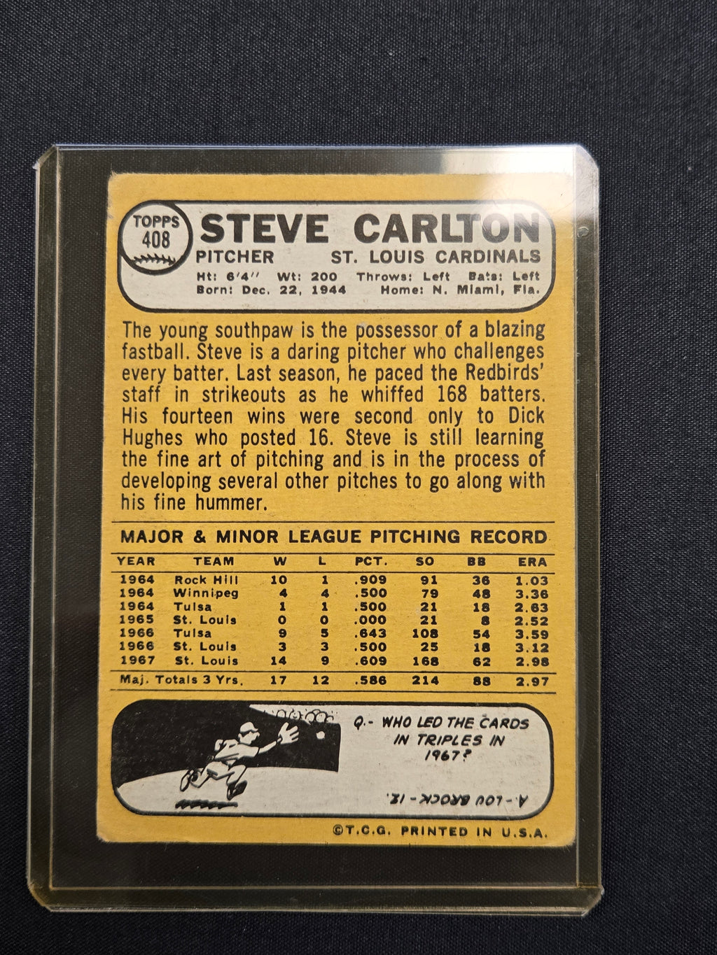 1968 Topps Steve Carlton #408