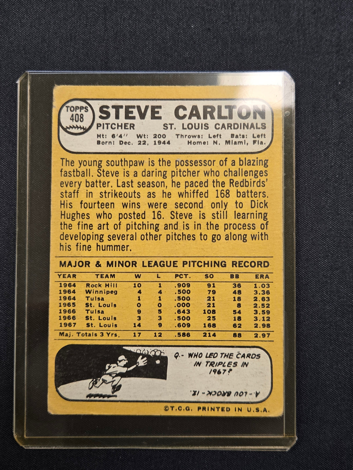 1968 Topps Steve Carlton #408