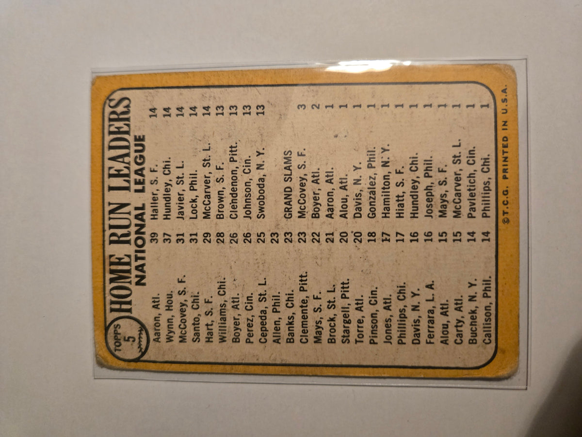 ⚾ 1968 Topps Home Run Leaders #5 – Hank Aaron, Willie McCovey