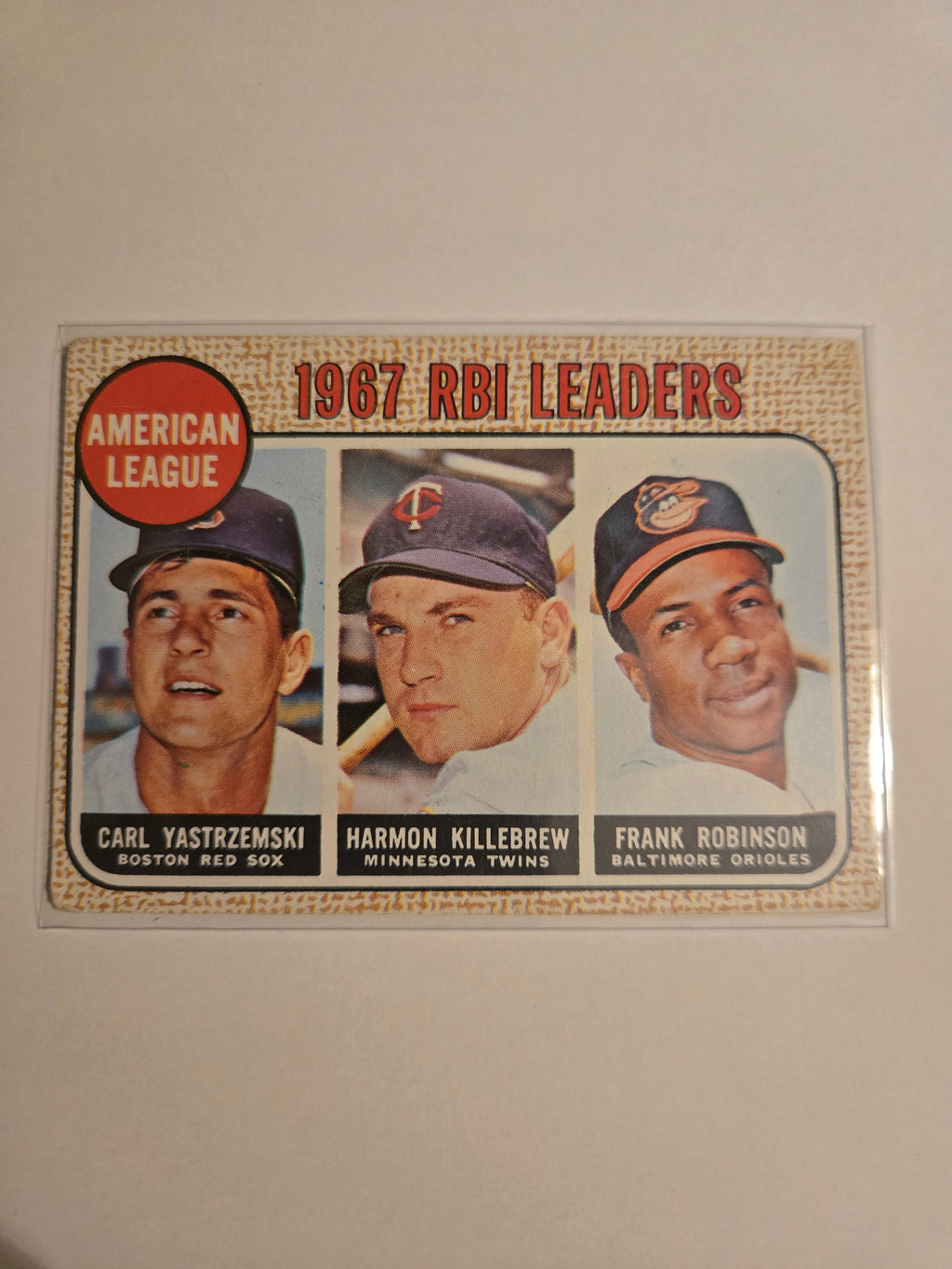 ⚾ 1968 Topps AL RBI Leaders #4 – Yastrzemski, Killebrew & Robinson