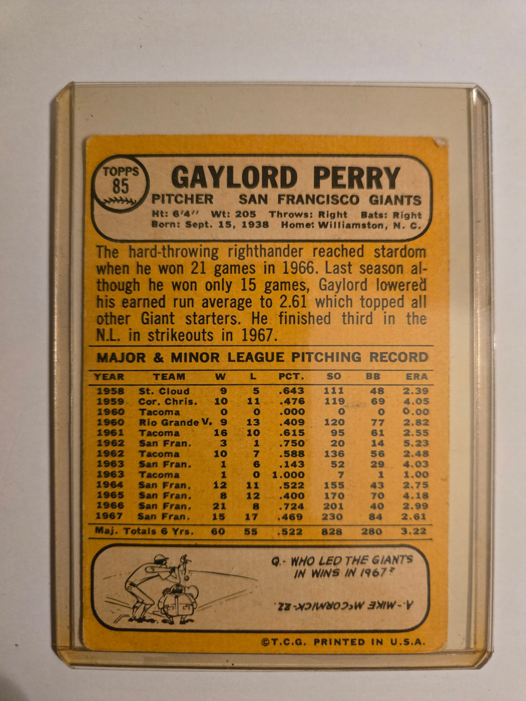 🌟 1968 Topps Gaylord Perry #85
