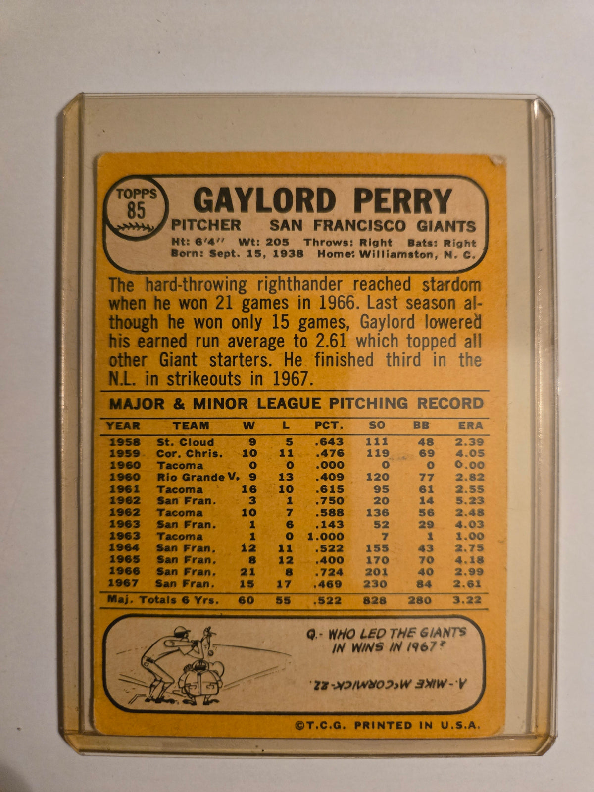 🌟 1968 Topps Gaylord Perry #85