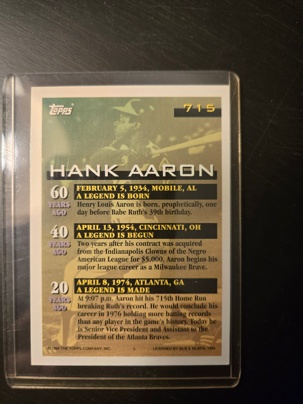 ⚾ Hank Aaron Home Run Hero! | 1994 Topps #715